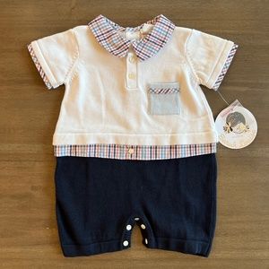 New Sarah Louise Baby Boys Sweater Bubble in Navy White Red 6M